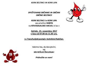 Krvodajalska akcija 2017 november 2017